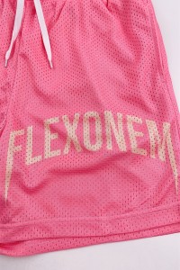 製造粉色女裝運動短褲   訂購印花LOGO健身 跑步短褲  運動短褲專門店 大網眼 100%Polyester U388 側面照